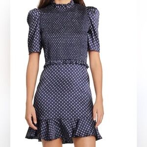 Sandro Navy satin medallion print Dress